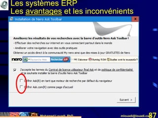 Mohamed Louadi, PhD mlouadi@louadi.com87
Les systèmes ERP
Les avantages et les inconvénients
 