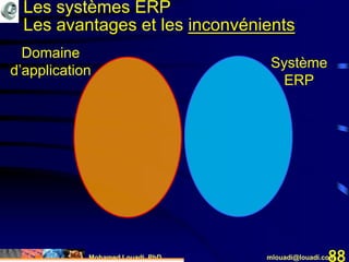 Mohamed Louadi, PhD mlouadi@louadi.com88
Système
ERP
Domaine
d’application
Les systèmes ERP
Les avantages et les inconvénients
 