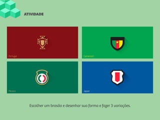 ATIVIDADE
Escolher um brasão e desenhar sua forma e fazer 3 variações.
 