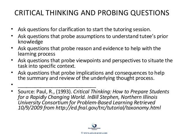 questioning techniques that probe critical thinking