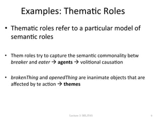 Lecture 3: Semantic Role Labelling | PDF