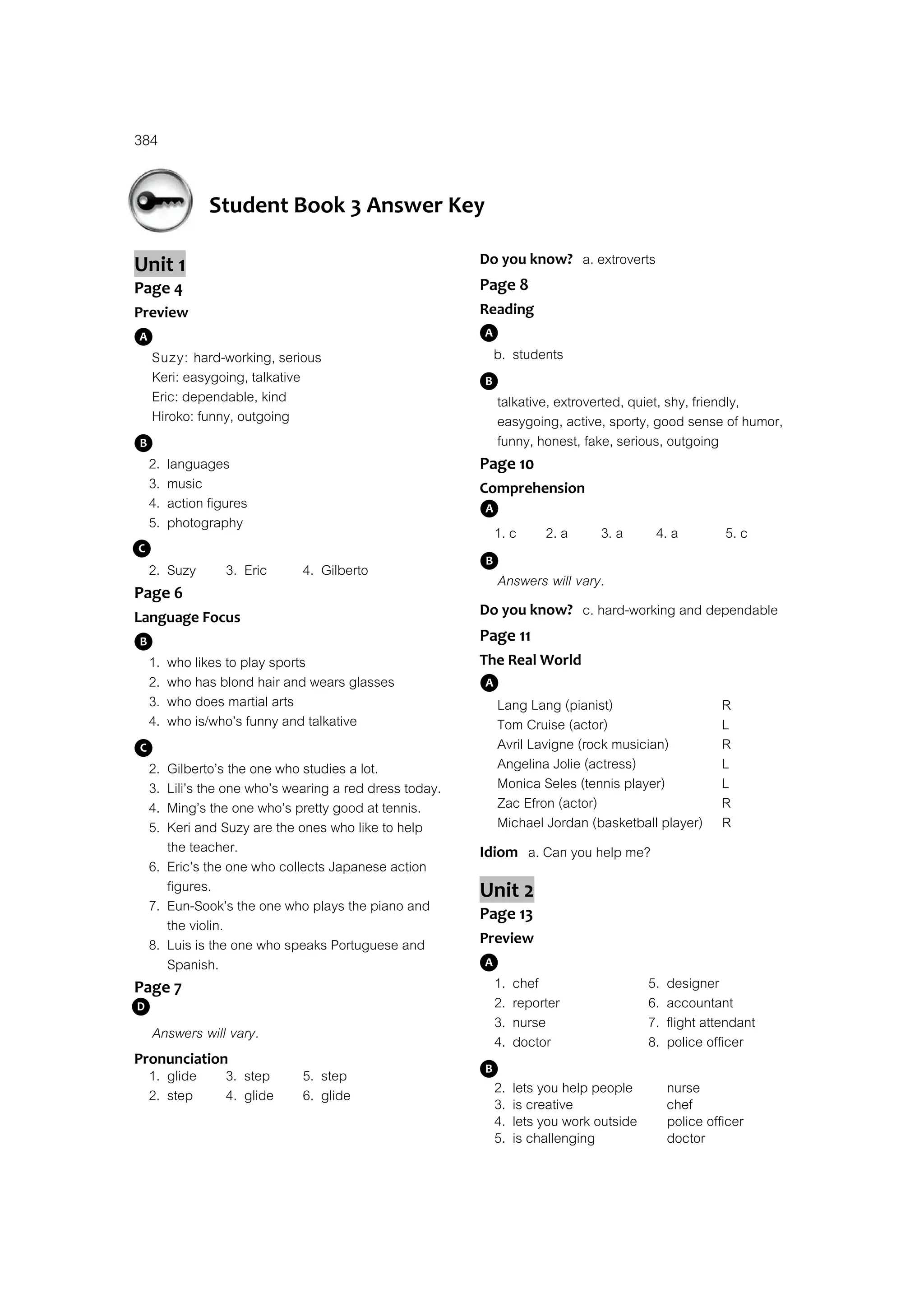 Time Zone M.3 Student Book Answer Keys | PDF