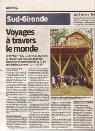 Domaine EcÔtelia - Article Sud Ouest - 24 mai 2014