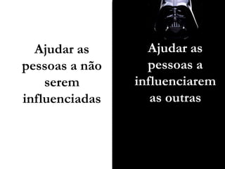 Ajudar as
pessoas a não
serem
influenciadas
Ajudar as
pessoas a
influenciarem
as outras
 