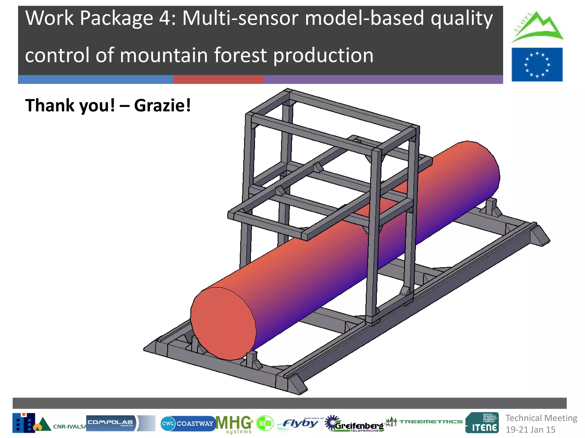 Work Package 4: Multi-sensor model-based quality
control of mountain forest production
Thank you! – Grazie!
Technical Meeting
19-21 Jan 15
 
