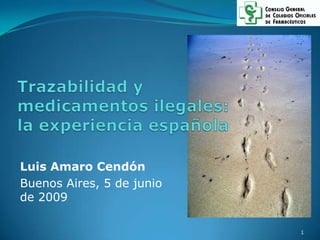 Trazabilidad y medicamentos ilegales: la experiencia española Luis Amaro Cendón Buenos Aires, 5 de junio de 2009 1 