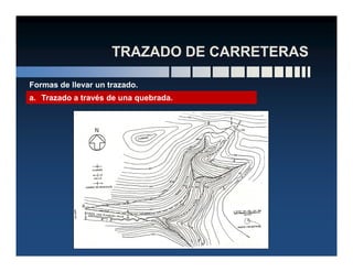 Formas de llevar un trazado.
a. Trazado a través de una quebrada.
 