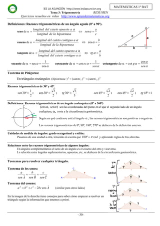 unidad numero 3 trigonometria. REpaso de los reales | PDF