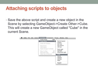 Unity Cube Script Example 03 unity 3_d_part_2 | PPTX