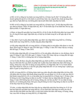 a) Đối với hồ sơ đăng ký lưu hành của trang thiết bị y tế thuộc loại B, Bộ Y tế hướng dẫn các
doanh nghiệp đã nộp hồ sơ tiến hành rà soát để thực hiện việc công bố tiêu chuẩn áp dụng theo
quy định tại Nghị định này mà không phải nộp lại phí thẩm định cấp phép lưu hành;
b) Đối với hồ sơ đăng ký lưu hành của trang thiết bị y tế thuộc loại C, D nếu đáp ứng điều kiện
quy định tại khoản 3 Điều 30 Nghị định này, Bộ Y tế tiến hành cấp số lưu hành theo thủ tục quy
định tại Điều 32 Nghị định này;
c) Được sử dụng kết quả phân loại trang thiết bị y tế do tổ chức đủ điều kiện phân loại trang thiết
bị y tế công bố trước ngày Nghị định này có hiệu lực thi hành trong hồ sơ đề nghị cấp số lưu
hành.
2. Quy định về giá trị giấy phép nhập khẩu; quy định việc nhập khẩu trang thiết bị y tế không
thuộc danh mục trang thiết bị y tế phải cấp giấy phép nhập khẩu:
a) Giấy phép nhập khẩu đối với trang thiết bị y tế không phải là sinh phẩm chẩn đoán in vitro đã
được cấp từ ngày 01 tháng 01 năm 2018 đến ngày 31 tháng 12 năm 2021 được tiếp tục sử dụng
đến hết ngày 31 tháng 12 năm 2024;
b) Giấy phép nhập khẩu đối với trang thiết bị y tế là sinh phẩm chẩn đoán in vitro đã được cấp từ
ngày 01 tháng 01 năm 2018 đến ngày 31 tháng 12 năm 2021 được tiếp tục sử dụng đến hết ngày
31 tháng 12 năm 2024 và không hạn chế số lượng nhập khẩu;
c) Các tổ chức đã được cấp giấy phép nhập khẩu quy định tại điểm a và b khoản này phải đáp
ứng các điều kiện theo quy định của pháp luật và phải chịu trách nhiệm bảo đảm chất lượng, số
lượng, chủng loại, mục đích sử dụng của trang thiết bị y tế nhập khẩu. Bộ Y tế có trách nhiệm
thực hiện thanh tra, kiểm tra và thu hồi giấy phép nhập khẩu đối với các trường hợp vi phạm quy
định về quản lý trang thiết bị y tế;
d) Đối với trang thiết bị y tế không thuộc danh mục phải cấp giấy phép nhập khẩu (trừ hóa chất,
chế phẩm diệt côn trùng, diệt khuẩn dùng trong lĩnh vực gia dụng và y tế chỉ có một mục đích là
khử khuẩn trang thiết bị y tế) và có bản phân loại là trang thiết bị y tế thuộc loại C, D được công
bố thông tin trên Cổng thông tin điện tử của Bộ Y tế được tiếp tục nhập khẩu đến hết ngày 31
tháng 12 năm 2024 không hạn chế số lượng, không cần văn bản của Bộ Y tế xác nhận là trang
thiết bị y tế và không phụ thuộc thời gian công bố thông tin trên Cổng thông tin điện tử của Bộ Y
tế khi thực hiện thủ tục thông quan.
Tổ chức, cá nhân nhập khẩu khi thực hiện thủ tục nhập khẩu phải khai báo thông tin về số văn
bản ban hành kết quả phân loại trang thiết bị y tế do mình thực hiện hoặc do mình yêu cầu tổ
chức đủ điều kiện phân loại thực hiện và chịu trách nhiệm bảo đảm chất lượng, số lượng, chủng
loại, mục đích sử dụng của trang thiết bị y tế nhập khẩu.
 