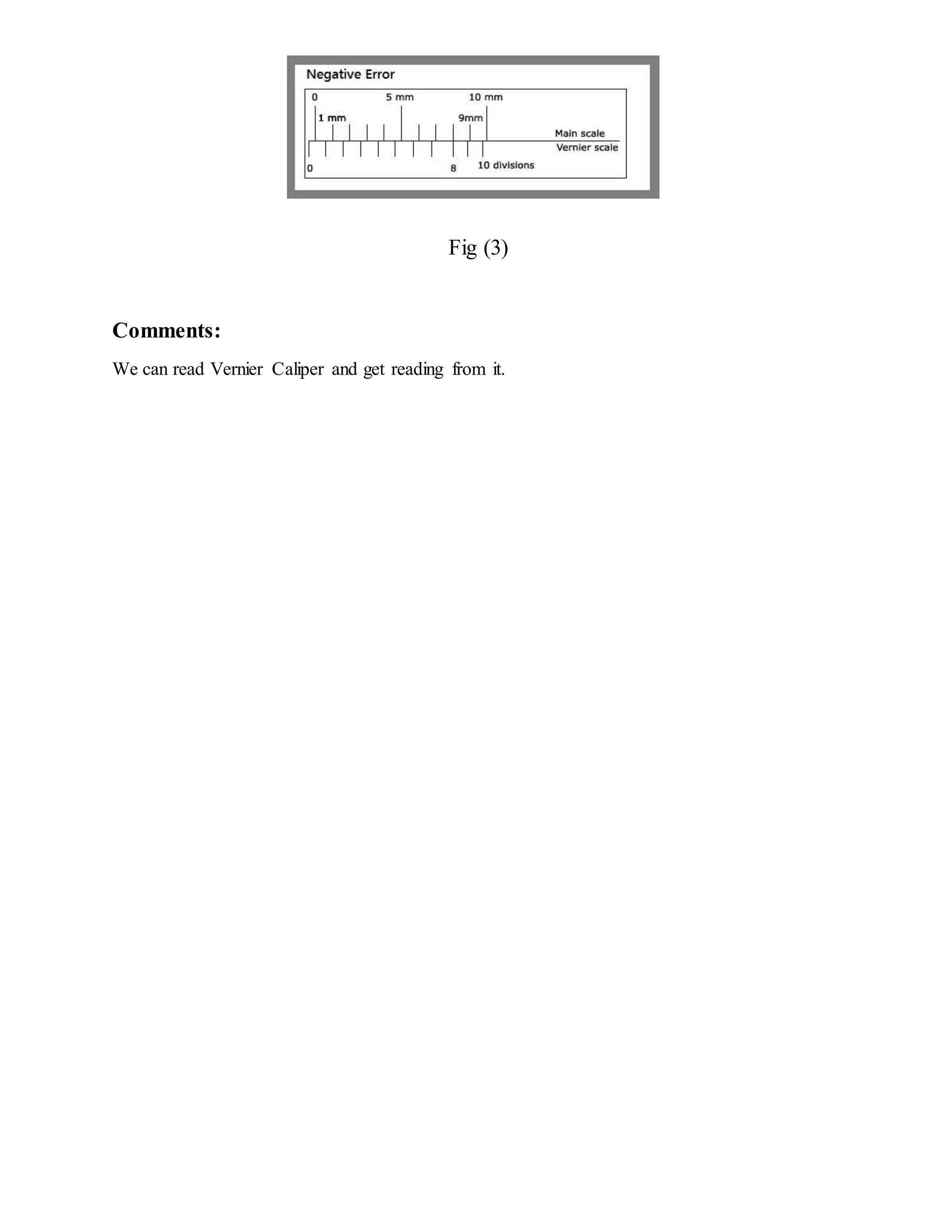 Fig (3)
Comments:
We can read Vernier Caliper and get reading from it.
 