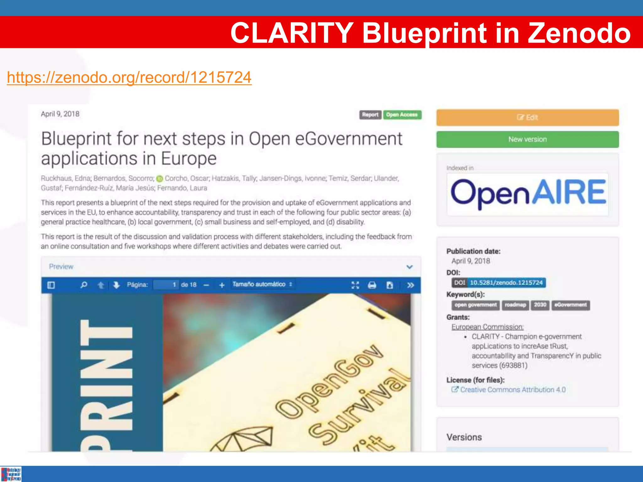 CLARITY Blueprint in Zenodo
https://zenodo.org/record/1215724
 