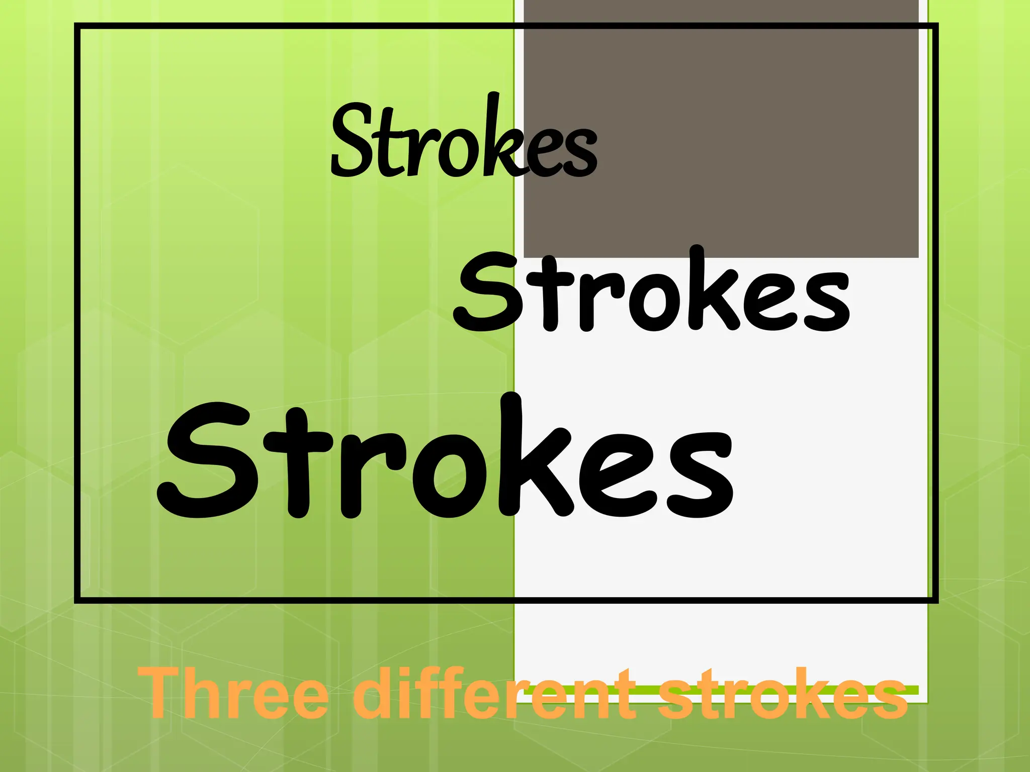 Three different strokes
Strokes
Strokes
Strokes
 