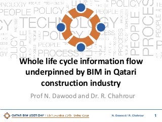 1N. Dawood / R. Chahrour
Whole life cycle information flow
underpinned by BIM in Qatari
construction industry
Prof N. Dawood and Dr. R. Chahrour
 