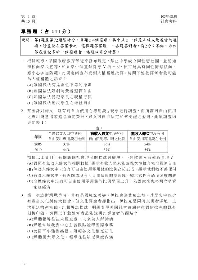 105學測社會科定稿