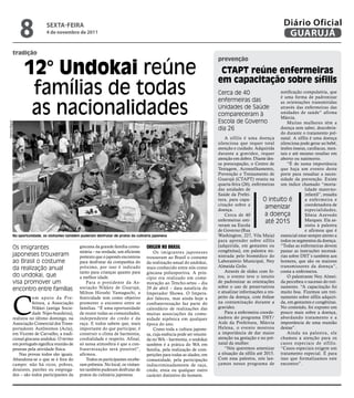 8              sextA-feiRA
                               4 de novembro de 2011
                                                                                                                                                               Diário Oficial
                                                                                                                                                                GUARUJÁ
            tradição


                  12° Undokai reúne
                                                                                                                            prevenção

                                                                                                                             CTAPT reúne enfermeiras
                                                                                                                            em capacitação sobre sífilis
                   famílias de todas                                                                                        Cerca de 40                     notificação compulsória, que
                                                                                                                                                            é uma forma de padronizar


                   as nacionalidades
                                                                                                                            enfermeiras das                 as orientações transmitidas
                                                                                                                            Unidades de Saúde               através das enfermeiras das
                                                                                                                            compareceram à                  unidades de saúde” afirma
                                                                                                                                                            Márcia.
                                                                                                                            Escola de Governo                   Muitas mulheres têm a
Marcos Miguel




                                                                                                                            dia 26                          doença sem saber, descobrin-
                                                                                                                                                            do durante o tratamento pré-
                                                                                                                                A sífilis é uma doença natal. A sífilis é uma doença
                                                                                                                            silenciosa que requer total silenciosa pode gerar ao bebê,
                                                                                                                            atenção e cuidado. Adquirida lesões ósseas, cardíacas, men-
                                                                                                                            durante a gravidez, requer tais e até mesmo resultar em
                                                                                                                            atenção em dobro. Diante des- aborto ou natimorto.
                                                                                                                            sa preocupação, o Centro de         “É de suma importância
                                                                                                                            Testagem, Aconselhamento, que haja um evento deste
                                                                                                                            Prevenção e Treinamento de porte para ressaltar a neces-
                                                                                                                            Guarujá (CTAPT) reuniu na sidade da prevenção. Existe
                                                                                                                            quarta-feira (26), enfermeiras um índice chamado “morta-
                                                                                                                            das unidades de                              lidade materno-
                                                                                                                            Saúde da Prefei-                             infantil”, ressalta
                                                                                                                            tura, para capa-         O intuito é         a enfermeira e
                                                                                                                            citação sobre a                              coordenadora de
                                                                                                                            doença.
                                                                                                                                                      amenizar           especialidades,
                                                                                                                                Cerca de 40           a doença           Sônia Azevedo
                                                                                                                            enfermeiras esti-          até 2015          Marques. Ela as-
                                                                                                                            veram na Escola                              sistiu à palestra
                                                                                                                            de Governo (Rua                              e afirmou que é
            Na oportunidade, os visitantes também puderam desfrutar de pratos da culinária japonesa                         Washington, 227, Vila Maia) essencial estar sempre atento a
                                                                                                                            para aprender sobre sífilis todos os segmentos da doença.
            Os imigrantes                        gincana da grande família comu-       origeM no Brasil                     (adquirida, em gestantes ou “Todas as enfermeiras devem
                                                 nitária – na verdade, um eficiente        Os imigrantes japoneses          congênitas), em palestra mi- passar as instruções necessá-
            japoneses trouxeram                  pretexto que o japonês encontrou      trouxeram ao Brasil o costume        nistrada pelo biomédico do rias sobre DST´s também aos
            ao Brasil o costume                  para desfrutar da companhia do        da realização anual do undokai,      Laboratório Municipal, Ney homens, que são os maiores
                                                                                                                            Almeida Grilo.                  transmissores da doença”,
            da realização anual                  próximo, por isso é indicado          mais conhecido entre nós como
                                                                                                                                Através de slides com fo- conta a enfermeira.
                                                 tanto para crianças quanto para       gincana poliesportiva. A prin-
            do undokai, que                      a melhor idade.                       cípio era realizado em come-         tos, o evento teve o intuito        O palestrante Ney Almei-
            visa promover um                         Para o presidente da As-          moração ao Tencho-setsu – dia        de padronizar as orientações da percebeu o sucesso do trei-
                                                 sociação Nikkey de Guarujá,                                                sobre o uso de preservativos namento. “A capacitação foi
            encontro entre famílias                                                    29 de abril – data natalícia do
                                                                                                                            e atualizar informações a res- muito boa. Fizemos um trei-



            C
                                                 Milton Hiroshi Yamaguchi, a           Imperador Showa. O Impera-
                       om apoio da Pre-          festividade tem como objetivo         dor faleceu, mas ainda hoje a        peito da doença, com ênfase namento sobre sífilis adquiri-
                       feitura, a Associação     promover o encontro entre as          confraternização faz parte do        na contaminação durante a da, em gestantes e congênitas.
                       Nikkei (antiga Socie-     famílias. “É uma oportunidade         calendário de realizações das        gravidez.                       No conteúdo, foi exposto um
                       dade Nipo-brasileira),    de reunir todas as comunidades,       muitas associações da comu-              Para a enfermeira coorde- pouco mais sobre a doença,
            realizou no último domingo, na       independente do credo e da            nidade nipônica em qualquer          nadora do programa DST/ abordando tratamento e a
            Associação Comercial dos Trans-      raça. E todos sabem que, mais         época do ano.                        Aids da Prefeitura, Márcia importância de uma reunião
            portadores Autônomos (Acta),         importante do que participar, é           Como toda a cultura japone-      Helena, o evento mostrou destas”.
            em Vicente de Carvalho, a tradi-     construir o clima de harmonia,        sa, cuja essência pode ser resumi-   a importância de dar maior          Ainda na palestra, ele
            cional gincana undokai. O termo      cordialidade e respeito. Afinal,      da no WA – harmonia, o undokai       atenção na gestação e no pré- chamou a atenção para os
            em português significa reunião de    só nessa atmosfera é que a con-       também é a prática do WA em          natal da mulher.                casos especiais de sífilis.
            pessoas pela atividade física.       fraternização será possível”,         família, pela realização de com-         “Nós queremos amenizar “Casos especiais exigem um
               Nas provas todos são iguais.      afirmou.                              petições para todas as idades; em    a situação da sífilis até 2015. tratamento especial. É para
            Abandona-se o que se é fora do           Todos os participantes recebe-    comunidade, pela participação        Com essa palestra, nós lan- isso que formalizamos este
            campo: não há ricos, pobres,         ram prêmios. No local, os visitan-    indiscriminadamente de raça,         çamos nosso programa de encontro”.
            doutores, patrões ou emprega-        tes também puderam desfrutar de       credo, etnia ou qualquer outro
            dos – são todos participantes da     pratos da culinária japonesa.         carácter distintivo do homem.
 