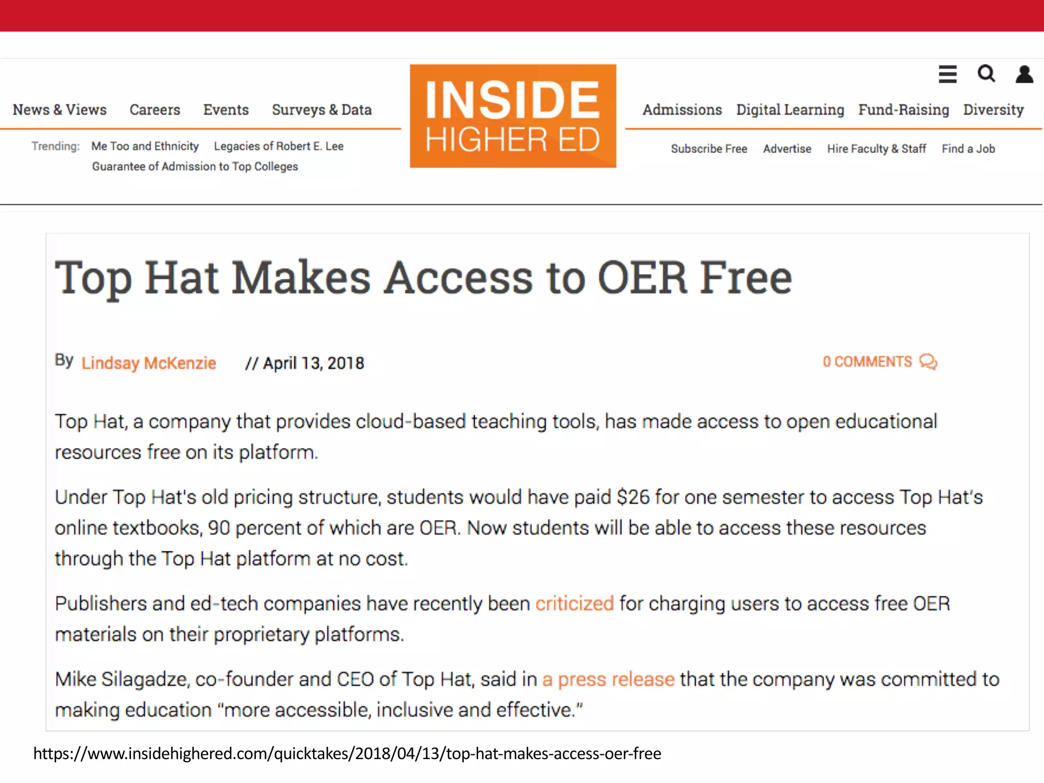 https://www.insidehighered.com/quicktakes/2018/04/13/top-hat-makes-access-oer-free
 
