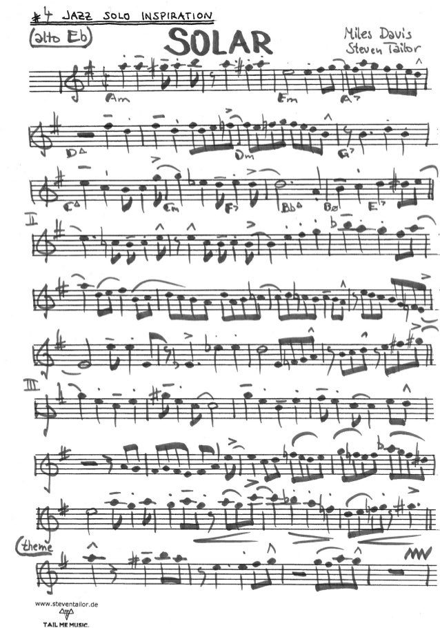 04 12 jazz solo inspiration solar on alto saxophone alto sax jazz solo sheet music