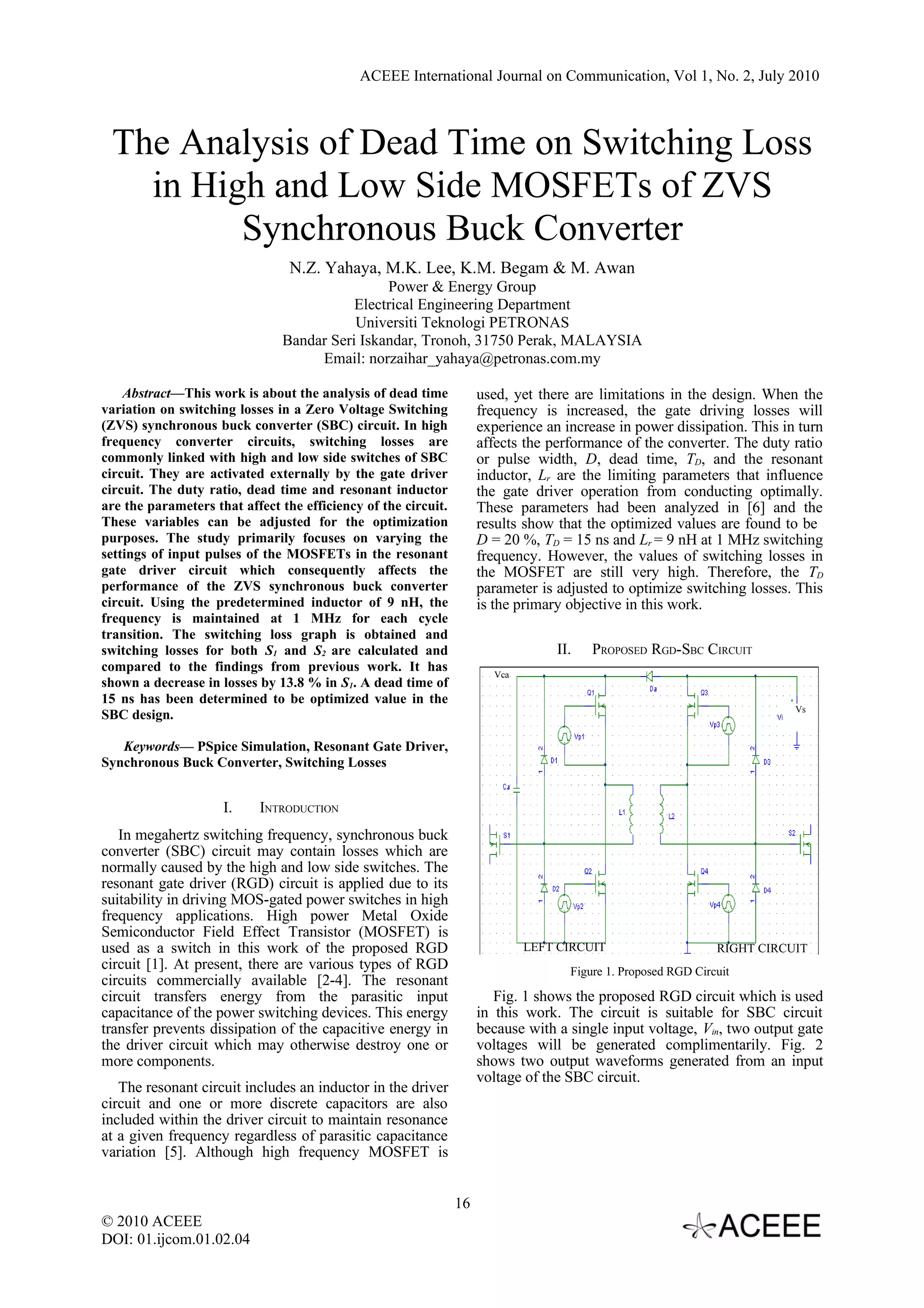 The Analysis of Dead Time on Switching Loss in High and Low Side ...