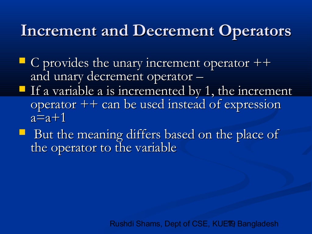 Lec 04. If-Else Statement / Increment and Decrement Operators