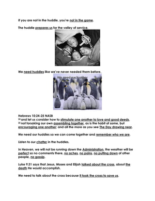 04-14-19, Mark 9;1-29, When It Is Time To Leave The Huddle & Commands | PDF