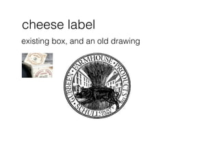 cheese label
existing box, and an old drawing
 