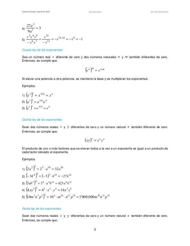 leyes de exponentes
