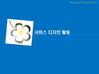 식품 정보와 식물치유 프로그램 제공으로 국민건강 증진 
서비스 디자인 활동 
II  