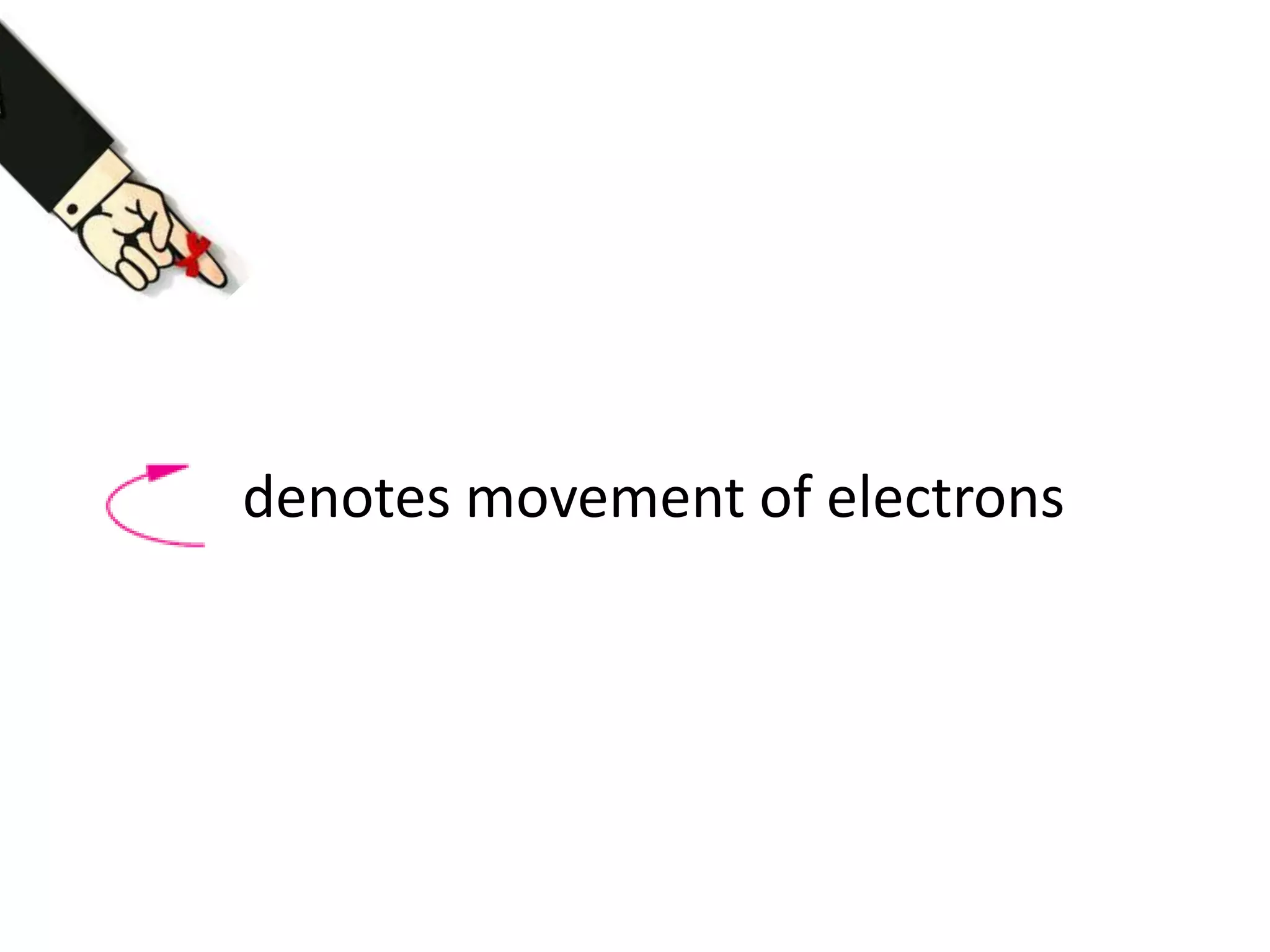 denotes movement of electrons
 
