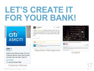 17
LET’S CREATE IT
FOR YOUR BANK!
Customer Service
Reputation Management
Content
 