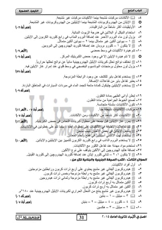 31
‫اىجبة‬‫اىشاثع‬
‫ايعاَة‬ ‫يًجاْوية‬ ‫ايهيُياء‬ ‫يف‬ ٌُ‫املع‬5102
‫اىعضٌيخ‬ ‫اىنيَيبء‬
4-.‫ُتتطة‬‫م‬ ‫غٌر‬ ‫مركتاو‬ ‫األلكٌناو‬ ‫تٌنما‬ ‫ُتتطة‬‫م‬ ‫مركتاو‬ ‫األلكاناو‬
‫من‬ ‫اإلٌثٌلٌن‬ ‫تٌنما‬ ‫ُتتطة‬‫م‬‫ال‬ ‫الهٌدروكرتوناو‬ ‫من‬ ‫اإلٌثان‬.‫ُتتطة‬‫م‬‫ال‬ ‫غٌر‬ ‫الهٌدروكرتوناو‬
5-ٌ‫األول‬‫ڤ‬‫التارا‬ ‫من‬ ً‫ا‬‫نتاو‬ ‫أكثر‬ ‫ٌناو‬‫ڤ‬.‫ٌناو‬‫(مصر‬‫أول‬91)
6-.‫النتاتٌة‬ ‫الزٌوو‬ ‫درجة‬ ً‫ف‬ ‫التالتٌن‬ ‫أو‬ ‫النٌكد‬ ‫استخدام‬
7-.‫اإلٌثٌن‬ ‫إلى‬ ‫الكرتون‬ ‫كلورٌد‬ ‫رات‬ ً‫ف‬ ‫المذاب‬ ‫التروم‬ ‫إضافة‬ ‫اند‬ ‫األحمر‬ ‫التروم‬ ‫ماق‬ ‫لون‬ ‫ٌزود‬
8-1–‫ألك‬ ‫تٌوتٌن‬‫تٌنما‬ ‫متماثد‬ ‫غٌر‬ ‫ٌن‬2–.‫متماثد‬ ‫ألكٌن‬ ‫تٌوتٌن‬
9-‫ٌتكون‬ ‫ال‬1–‫الهٌدرو‬ ‫كلورٌد‬ ‫إضافة‬ ‫اند‬ ‫تروتان‬ ‫كلورو‬‫چ‬.‫التروتٌن‬ ‫إلى‬ ‫ٌن‬
15-ً‫حمض‬ ‫وسو‬ ً‫ف‬ ‫األلكٌناو‬ ‫ٌدر‬ ‫تتم‬(‫األ‬‫هزرر‬98)
.‫المركز‬ ٌ‫الكترٌت‬ ‫حمض‬ ‫وجود‬ ً‫ف‬ ‫إال‬ ‫اإلٌثٌن‬ ‫ٌدر‬ ‫تتم‬ ‫ال‬‫(مصر‬‫أول‬98)
11-‫الهٌدرو‬ ‫اإلٌثٌد‬ ‫كترٌتاو‬ ‫تحلد‬ ‫نواتج‬ ‫تختلف‬‫چ‬.ً‫ا‬ٌ‫حرار‬ ‫تحللها‬ ‫نواتج‬ ‫ان‬ ً‫ا‬ٌ‫مائ‬ ‫ٌنٌة‬
12-.‫فٌه‬ ‫اإلٌثٌن‬ ‫غاز‬ ‫إمرار‬ ‫اند‬ ‫لوي‬ ‫وسو‬ ً‫ف‬ ً‫التنفسج‬ ‫التوتاسٌوم‬ ‫ترمنجناو‬ ‫محلود‬ ‫لون‬ ‫ٌزود‬
‫أول‬ ‫(مصر‬88)
13-.‫المزدوجة‬ ‫الراتوة‬ ‫وجود‬ ‫ان‬ ‫للكتف‬ ‫تاٌر‬ ‫تفااد‬ ‫ٌستخدم‬
14-‫تاٌر‬ ‫تفااد‬ ‫ٌطتتر‬‫م‬.‫اإلضافة‬ ‫تفااالو‬ ‫ن‬
15-‫اإلٌثٌلٌن‬ ‫ٌستخدم‬‫چ‬‫مانطة‬ ‫كماد‬ ‫لٌكود‬. ‫التارد‬ ‫المناوق‬ ً‫ف‬ ‫السٌاراو‬ ‫مترداو‬ ً‫ف‬ ‫الماق‬ ‫لتجمد‬
‫(مصر‬‫ثان‬98)
16-.‫التفلون‬ ‫تماد‬ ً‫الوه‬ ً‫أوان‬ ‫تتون‬
17-.‫التفلون‬ ‫ماد‬ ‫من‬ ‫الجراحٌة‬ ‫الخٌوو‬ ‫صن‬ُ‫ت‬
18-.‫متجانسة‬ ‫سلسلة‬ ‫األلكاٌناو‬ ‫تكون‬
19-.ً‫ا‬‫جد‬ ‫نتٌوة‬ ‫األلكاٌناو‬ ‫مركتاو‬‫أول‬ ‫(مصر‬99،‫األ‬‫هزرر‬41)
25-.‫األلكاناو‬ ‫ومن‬ ‫األلكٌناو‬ ‫من‬ ً‫ا‬‫نتاو‬ ‫أكثر‬ ‫األلكاٌناو‬‫أول‬ ‫(مصر‬99)
21-. ٌ‫الكترٌت‬ ‫حمض‬ ً‫ف‬ ‫النحاس‬ ‫كترٌتاو‬ ‫محلود‬ ‫الى‬ ‫جمطه‬ ‫تد‬ ‫اإلٌثاٌن‬ ‫غاز‬ ‫ٌمرر‬(‫األ‬‫هزرر‬41)
22-.‫األلكاٌناو‬ ً‫ف‬ ‫خووتٌن‬ ‫الى‬ ‫تتم‬ ‫تٌنما‬ , ‫واحد‬ ‫خوو‬ ‫الى‬ ‫األلكٌناو‬ ً‫ف‬ ‫اإلضافة‬ ‫تفااالو‬ ‫تتم‬
23-.‫ُدخن‬‫م‬ ‫تلهب‬ ‫األحٌان‬ ‫تطض‬ ً‫ف‬ ‫اإلٌثاٌن‬ ‫ٌتتطد‬
24-.‫المطادن‬ ‫ولحام‬ ‫و‬ ً‫ف‬ ‫أسٌتٌلٌن‬ ً‫األكس‬ ‫لهب‬ ‫ٌستخدم‬
25-‫واإل‬ ‫اإلٌثٌلٌن‬ ‫تٌن‬ ‫للتمٌٌز‬ ‫الكرتون‬ ‫كلورٌد‬ ‫رات‬ ً‫ف‬ ‫الذائب‬ ‫التروم‬ ‫ٌستخدم‬ ‫ال‬.‫ٌثاٌن‬(‫األ‬‫هزرر‬49)
26-.‫األلكاٌناو‬ ‫م‬ ‫الكلور‬ ‫تفااد‬ ‫اند‬ ‫مهدئة‬ ‫مواد‬ ‫تستخدم‬
27-‫الهٌدرو‬ ‫الٌد‬ ‫إضافة‬‫چ‬.‫األلكٌن‬ ‫نوع‬ ‫الى‬ ‫ف‬ ‫ٌتو‬ ‫األلكٌن‬ ‫إلى‬ ‫ٌن‬
28-‫ٌتكون‬ ‫ال‬1,2–‫الهٌدرو‬ ‫كلورٌد‬ ‫إضافة‬ ‫اند‬ ‫إٌثان‬ ‫كلورو‬ ً‫ثنائ‬‫چ‬‫ال‬ ‫كلورٌد‬ ‫إلى‬ ‫ٌن‬‫ڤ‬.‫ٌنٌد‬
ً ‫اىجضيئيخ‬ ‫اىصيغخ‬ ‫امتت‬ : ‫اىثبىث‬ ‫اىغؤاه‬: ‫ٍن‬ ‫ىنو‬ ‫اىجنبئيخ‬
1-.‫األلكٌناو‬ ‫أفراد‬ ‫أود‬
2-.‫مزدوجتٌن‬ ‫وراتوتٌن‬ ‫كرتون‬ ‫ذراو‬ ‫أرت‬ ‫الى‬ ‫ٌحتوي‬ ‫متت‬ ‫غٌر‬ ً‫ألٌفات‬ ‫ٌدروكرتون‬
3-.‫كرتون‬ ‫ذراو‬ ‫وخمس‬ ‫مزدوجة‬ ‫راتوة‬ ‫ته‬ ‫متت‬ ‫غٌر‬ ً‫ألٌفات‬ ‫ٌدروكرتون‬
4-.‫ٌدروجٌن‬ ‫ذراو‬ ً‫وثمان‬ ‫مزدوجة‬ ‫راتوة‬ ‫ته‬ ‫متت‬ ‫غٌر‬ ً‫ألٌفات‬ ‫ٌدروكرتون‬
5-‫متم‬ ‫ألكٌن‬.‫كرتون‬ ‫ذراو‬ ‫أرت‬ ‫ته‬ ‫اثد‬
6-.‫كرتون‬ ‫ذراو‬ ‫أرت‬ ‫ته‬ ‫متماثد‬ ‫غٌر‬ ‫ألكٌن‬
7-‫الهٌدرو‬ ‫اإلٌثٌد‬ ‫لكترٌتاو‬ ‫الحراري‬ ‫التحلد‬ ‫من‬ ‫ٌنتج‬ ‫ُتت‬‫م‬ ‫غٌر‬ ‫ٌدروكرتون‬‫چ‬‫اند‬ ‫ٌنٌة‬189°.‫م‬
8-3–‫مٌث‬‫ٌد‬–1–‫تنتٌن‬‫(مصر‬‫ثان‬90)
9-4–‫كلورو‬–4–‫مٌثٌد‬–2–‫تنٌتن‬‫أول‬ ‫(مصر‬99)
15-2–‫مٌثٌد‬–3–‫كسٌن‬
 