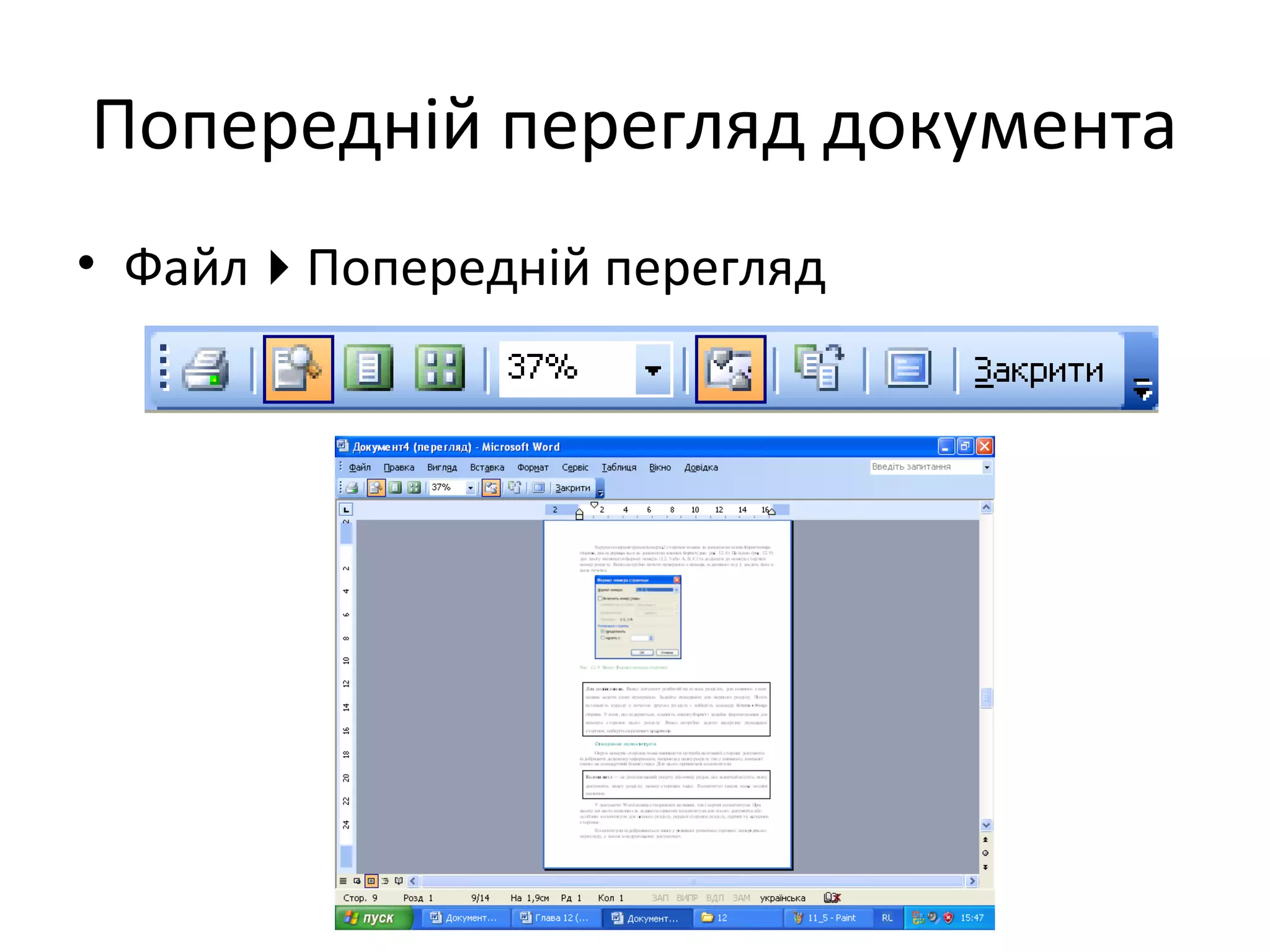 Попередній перегляд документа
• ФайлПопередній перегляд
 