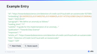 19 | © Copyright 2023 Zilliz
19
Example Entry
 