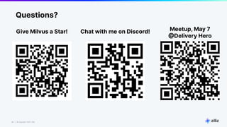 38 | © Copyright 2023 Zilliz
38
Questions?
Give Milvus a Star! Chat with me on Discord! Meetup, May 7
@Delivery Hero
 