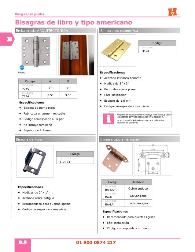 Seccion B - "Bisagras Para Puertas"