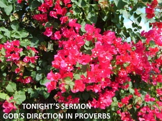 TONIGHT’S SERMON
GOD’S DIRECTION IN PROVERBS
 