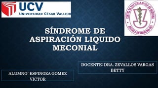 SÍNDROME DE
ASPIRACIÓN LIQUIDO
MECONIAL
ALUMNO: ESPINOZA GOMEZ
VICTOR
DOCENTE: DRA. ZEVALLOS VARGAS
BETTY
 