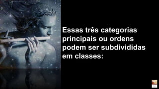 Essas três categorias
principais ou ordens
podem ser subdivididas
em classes:
 
