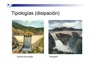 Tipologías (disipación)
Cuenco de resalto Trampolín
 
