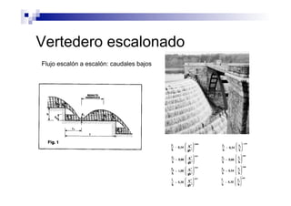 Vertedero escalonado
Flujo escalón a escalón: caudales bajos
 