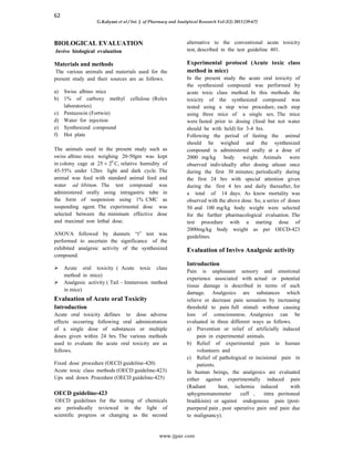 Synthesis and Pharmacological evaluation of new Benzoxozole Derivatives ...