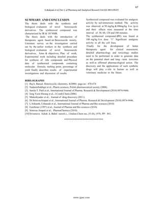 Synthesis and Pharmacological evaluation of new Benzoxozole Derivatives ...