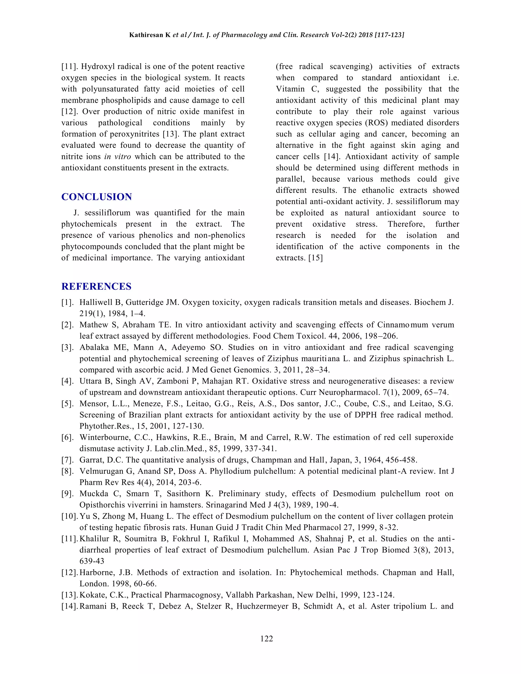 Phytochemical screening and in vitro antioxidant activity of extracts ...