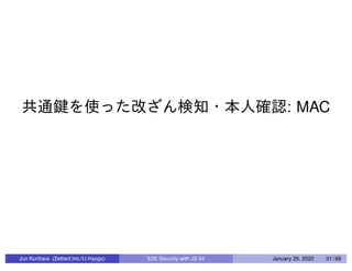 : MAC
Jun Kurihara (Zettant Inc./U-Hyogo) E2E Security with JS 04 January 26, 2020 31 / 69
 