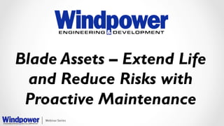 Blade Assets – Extend Life
and Reduce Risks with
Proactive Maintenance
 