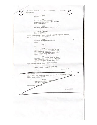4.01 Lazarus Rising call sheet and script day 2