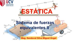 ESTÁTICA
Sistema de fuerzas
equivalentes II.
Mag. Sandoval Silva Miguel Ángel
 