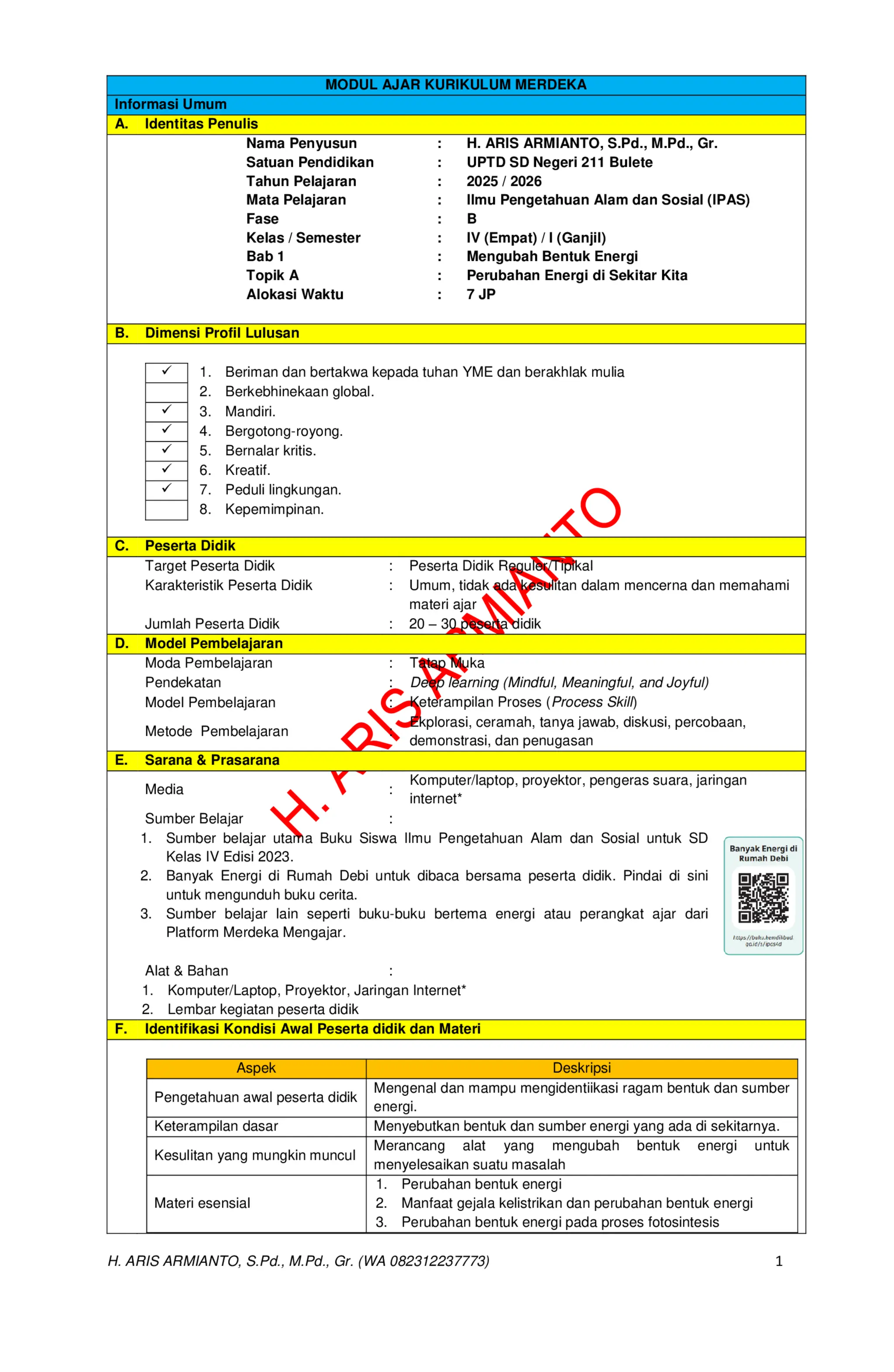 MODUL PEMBELAJARAN DEEP LEARNING IPAS KELAS 4 REVISI CP 032 KURIKULUM ...