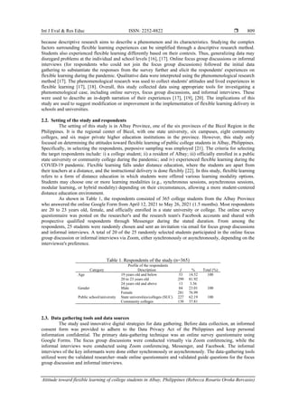 Attitude toward flexible learning of college students in Albay ...