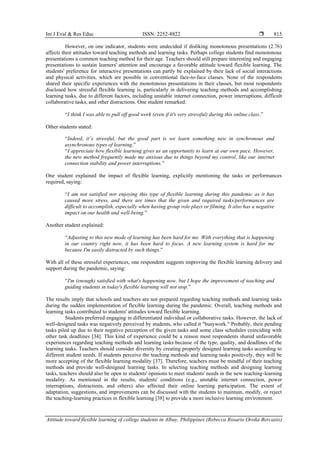 Attitude toward flexible learning of college students in Albay ...